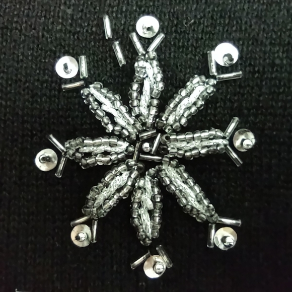 REBECCA MALONE Size 2X Ramie Cotton Black/Silver Embroidered Zip Christmas Vest - Picture 6 of 10